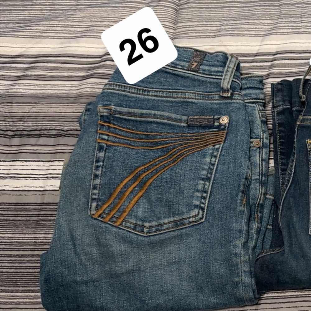 7 For All Mankind Blue Boot Cut Jeans